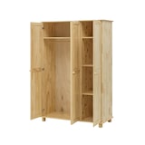 thumbnail of Möbilia Kleiderschrank | 3 Türen | Kleiderstange und Einlegeböden | Kiefer-Holz massiv | B 120 x T 52 x H 178 cm | natur | 19020012 | Serie SCHRANK