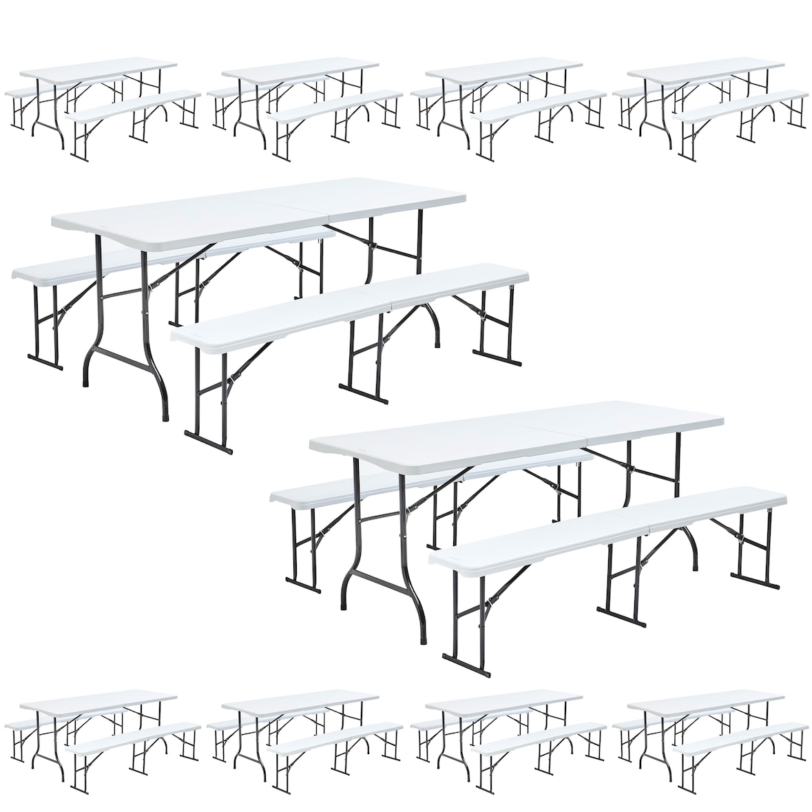 Lot de 10 tables et bancs pliants 180 cm - Oviala