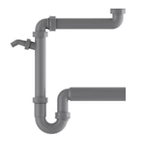 thumbnail of ECO SAVE Raumspar Siphon Küchenspüle, Abfluss für Spüle Küche aus recyceltem Kunststoff, mit Anschluss f. Geschirrspüler