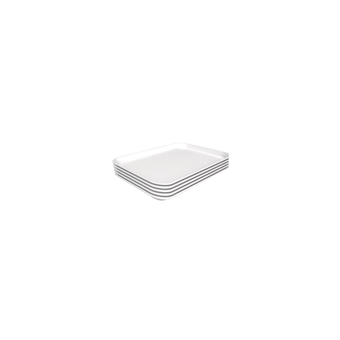 Set mit 5 glatten Servierplatten (B)210 x (T)280 mm, aus weißem, hitzebeständigem Melamin