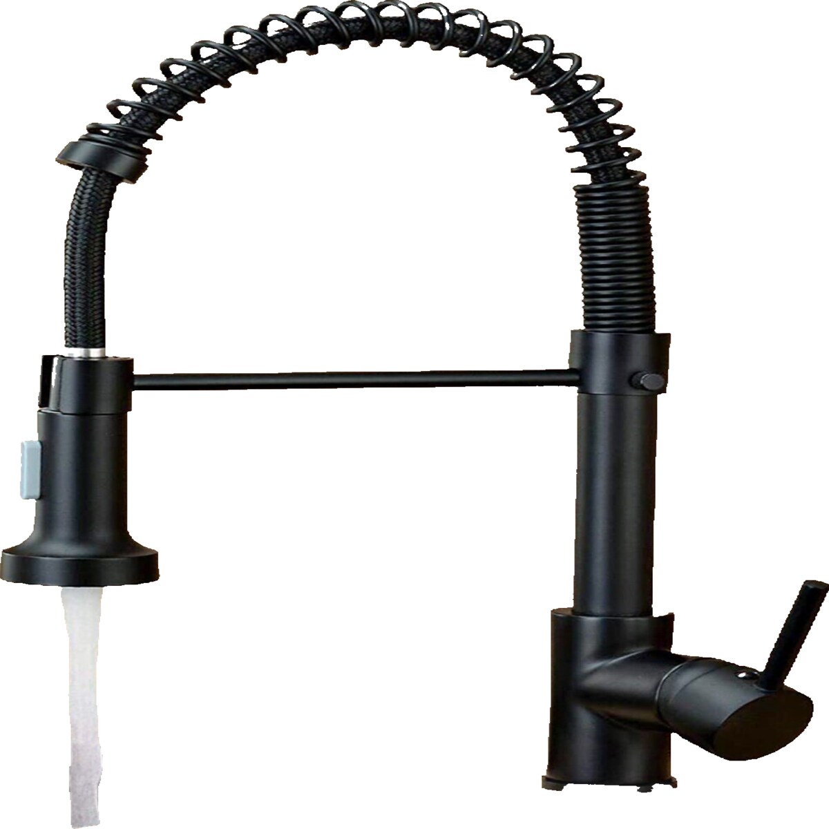 Bernd | Gastronomie Schwarz matt Armatur mit Feder | Edelstahl Wasserhahn Küche schwenkbar | Mischbatterie 360 Grad drehbar |Niederdruck 3 Anschlüsse