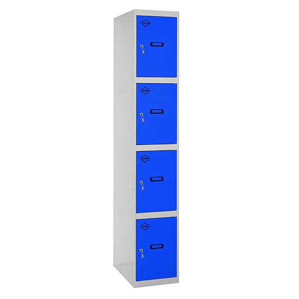 SimonRack Vestiaire Métallique 4 Portes avec Clé, 1800x400x500 mm, Gris/Bleu - Simonlocker