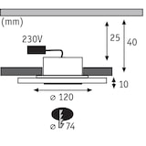 thumbnail of Paulmann Premium LED encastré Whirl set de base rond 120mm 3x4,9W 3x450lm 230V dimmable 3000K alu tourné satin 92907