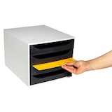 thumbnail of Exacompta 2286014D 1x ECOBOX ladenbox met 4 laden voor DIN A4+ documenten, grijs-zwart