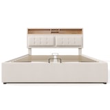 thumbnail of Merax Polsterbett Doppelbett mit USB C Steckdose Ladefunktion  Kopfteil, Stauraumbetten Bettgestell aus Leinen 140x200, Beige