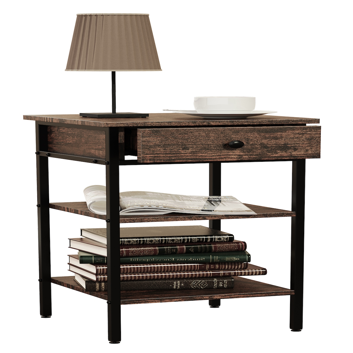 VCM Beistelltisch & Couchtisch Aulari Eiche Vintage H. 70 x B. 35 x T. 35 cm