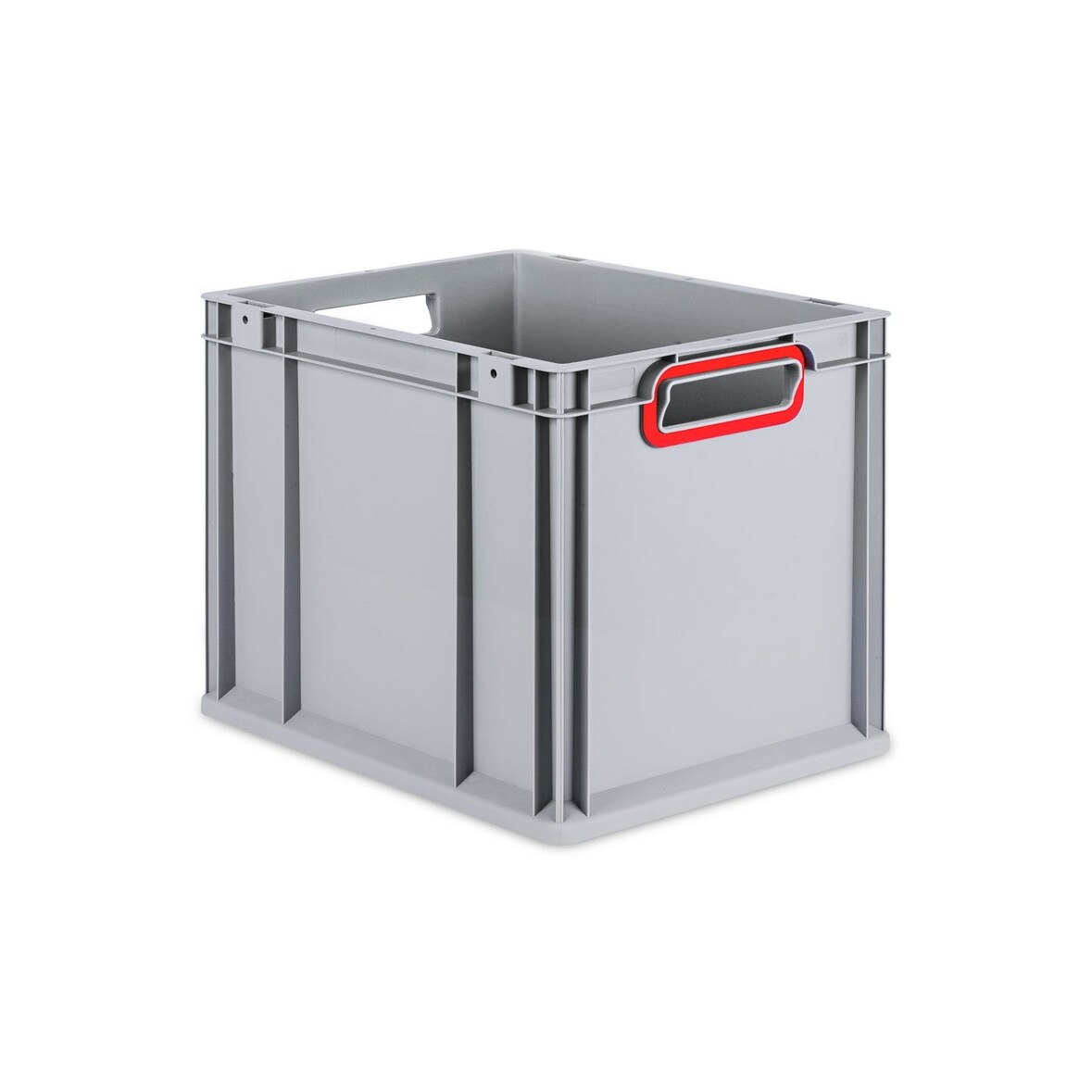 PROREGAL Eurobox NextGen Color | HxBxT 32x30x40cm | 30 Liter | Griffe rot offen | Glatter Boden | Eurobehälter, Transportbox, Transportbehälter