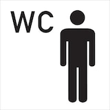 thumbnail of WC-Schild, WC + Piktogramm Herren - 300x300 mm Folie selbstklebend