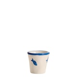 thumbnail of Safranfarbenes 6er-Set Schablonengläser aus der Lido-Kollektion, handbemalt mit blauen Fischen, für Kaffee und Desserts, italienisches Kunsthandwerk
