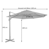 thumbnail of Gastronomie-Ampelschirm HWC-A96, Sonnenschirm, rund Ø 3m Polyester Alu/Stahl 23kg ~ creme mit Ständer, drehbar