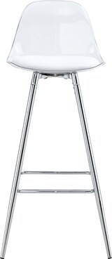 thumbnail of Barstuhl mit Rückenlehne, Metall und Kunststoff, Silber/Transparent, mit Fußstütze, kratzfest und bis 120 kg belastbar