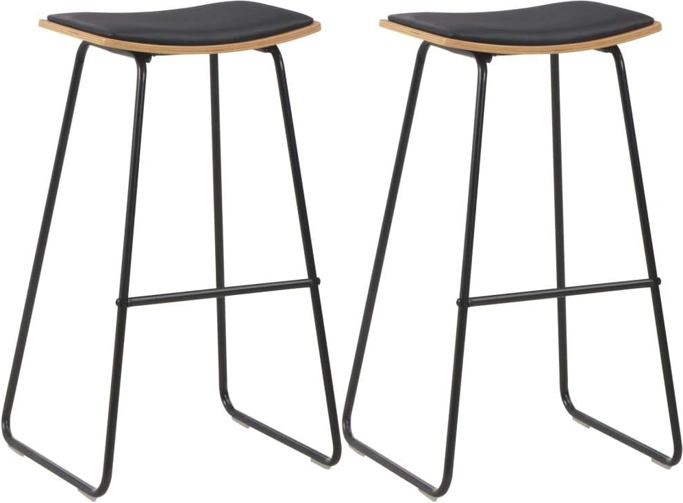 Helloshop26 - Set aus zwei Designer-Barhockern schwarzer Kunststoffsitz Stahlgestell 1202099