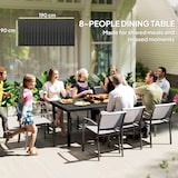 thumbnail of Mesa de jardín rectangular mesa de comedor exterior para 8 personas con encimera de listones y estructura de aluminio para terraza balcón 190x90x74 cm