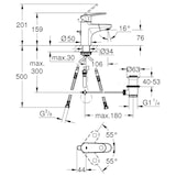 thumbnail of GROHE Einhandmischer Waschtisch Europlus Zugstangen-Ablaufgarnitur und herausziehbarer Brause, verchromt