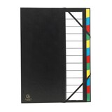 thumbnail of Exacompta 55341E 6x Ordnungsmappe mit festem Deckel 3mm, Gummizug und dehnbarem Faltenrücken, 12 Fächer, Ordonator, für Format DIN A4 - Schwarz