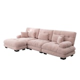 thumbnail of Modulares Ecksofa 81x313x145 Rosa, Ottoman, hochwertiger Chenille-Stoff, tiefes Sitzkissen, runde Armlehnen, flexibles Design