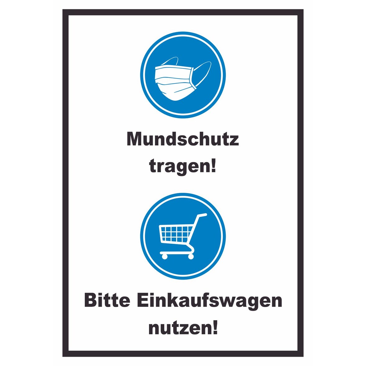 Mundschutz Einkaufswagen Schild A5 Rückseite selbstklebend