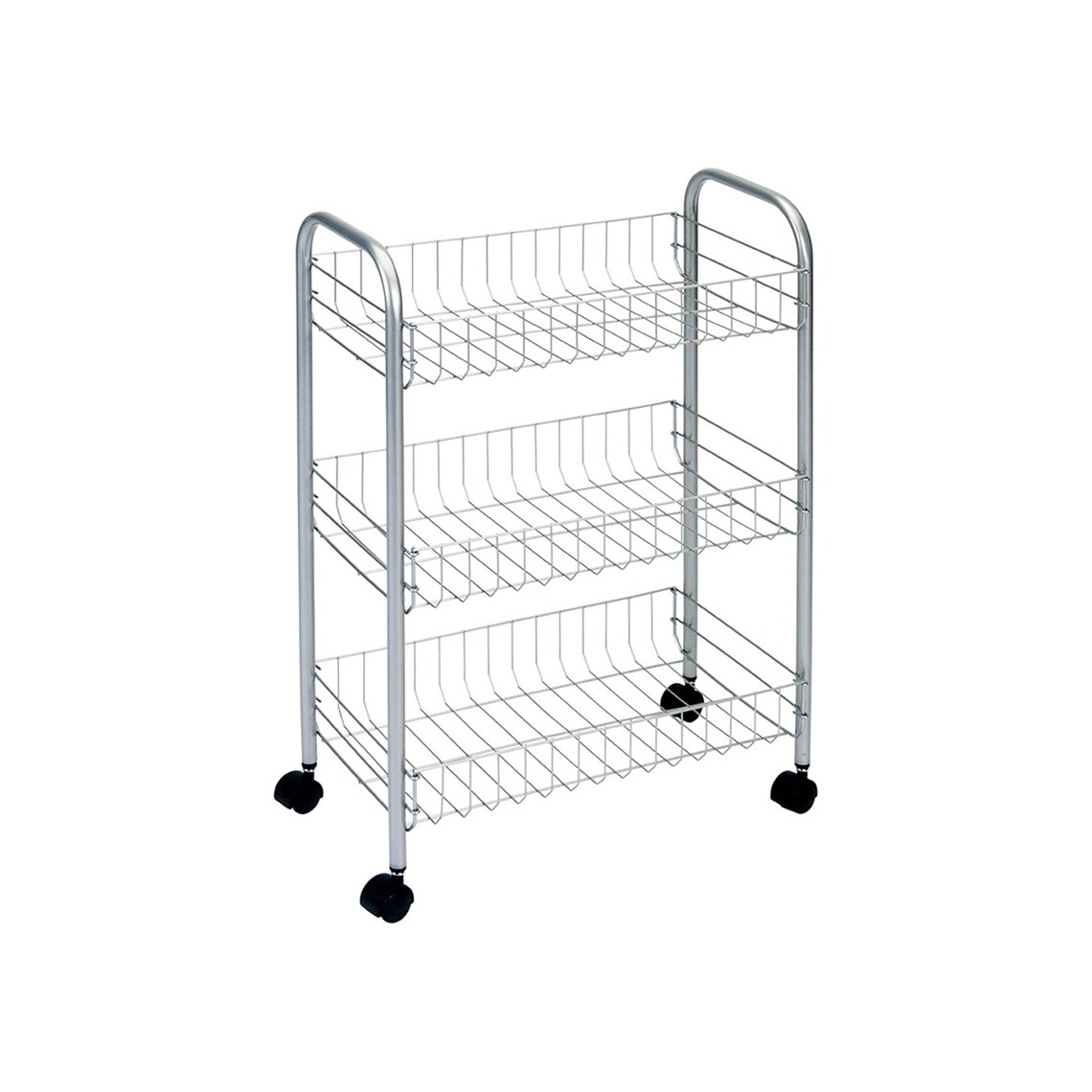 Carrinho de rolamento multiusos 3 níveis Prateado