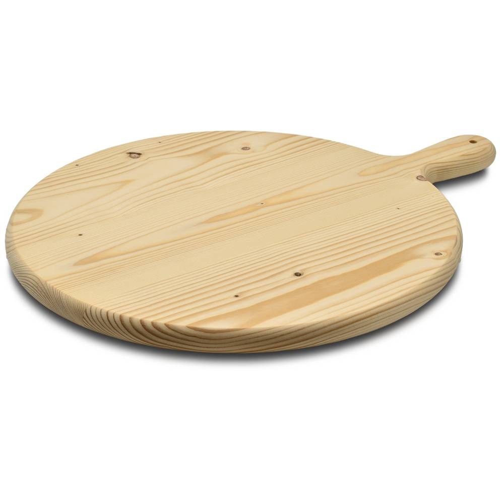 Tagliere In Legno Per Pizza Con Manico - 25,5 Cm - Palette Rotonda Per Servire Pane, Formaggi E Antipasti