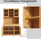 thumbnail of Merax Buffetkast 120 x 40 x 191 cm, hoge vitrinekast met glazen deuren, barvak, glashouder, stopcontacten, USB-A en USB-C, naturel