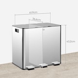 thumbnail of Cubo de basura de cocina con 3 compartimentos 3x15L papelera de cocina de acero inoxidable con pedales tapas de cierre suave y cubo extraíble plata