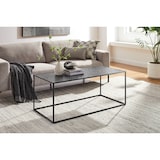 thumbnail of SalesFever Couchtisch 110 x 55 cm | rechteckig | 6 mm Glasplatte mit Strukturoptik | Metallgestell | B 110 x T 55 x H 45 cm | Schwarz