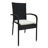 thumbnail of METRO PROFESSIONAL Cadeira de exterior empilhável Mohim,com braços e almofada, rattan PE, preto
