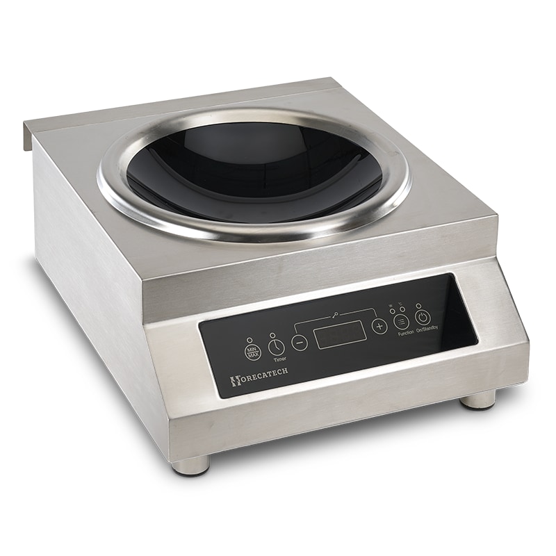 Unika WOK Piastra a Induzione Digitale 5000W - Controllo Energetico AhC, Display LCD, Acciaio Inox