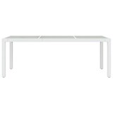 thumbnail of Mesa jardín vidrio templado ratán sintético blanco 190x90x75 cm