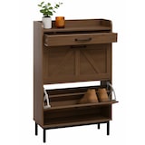 thumbnail of Schuhkipper HWC-P45, Schuhregal Schuhschrank, 2 Kippfächer Ablage Schublade MDF 95x60x24cm ~ braun