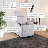 thumbnail of Fernsehsessel mit Aufstehhilfe, Relaxsessel mit Liegefunktion, elektrisch verstellbar, bequeme Polsterung,Webstoff, Hellgrau, Raburg Ida