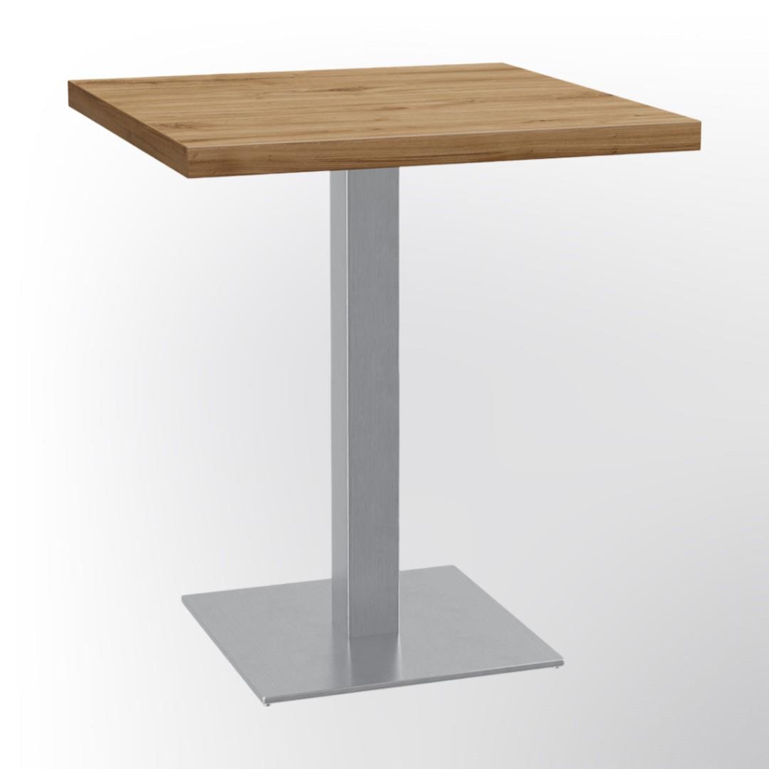 Bistrotisch 70x70 cm | Eiche Rom Natur | Edelstahl Gestell