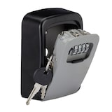 thumbnail of Relaxdays Schlüsseltresor, 4-stelliger Zahlencode, Schlüsselsafe zur Wandmontage, außen, HxBxT 11,5x9x4 cm, schwarz/grau