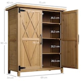 thumbnail of Armario de exterior de madera 0,24 m² 75x40x90 cm con 2 puertas 4 estantes y techo de galvanizado para almacenamiento de herramientas natural