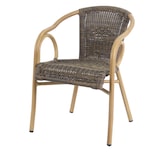 thumbnail of METRO Professional Silla bistro, ratán PE / aluminio, 56 x 65 x 75 cm, con reposabrazos, apilable, marrón