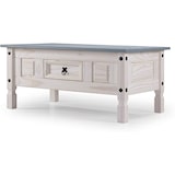 thumbnail of Couchtisch 100 x 60 cm mit Schublade Pinienholz weiß grau lasiert MEXICO