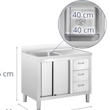 thumbnail of Royal Catering Pia com armário - 1 câmara -  - aço inoxidável - 100 x 60 cm