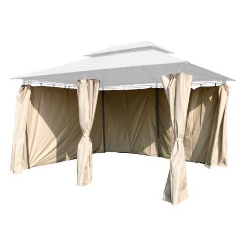 6er Seitenteile Set Pavillon 4x3m Gartenpavillon Seitenwand Sichtschutz robust taupe : Taupe