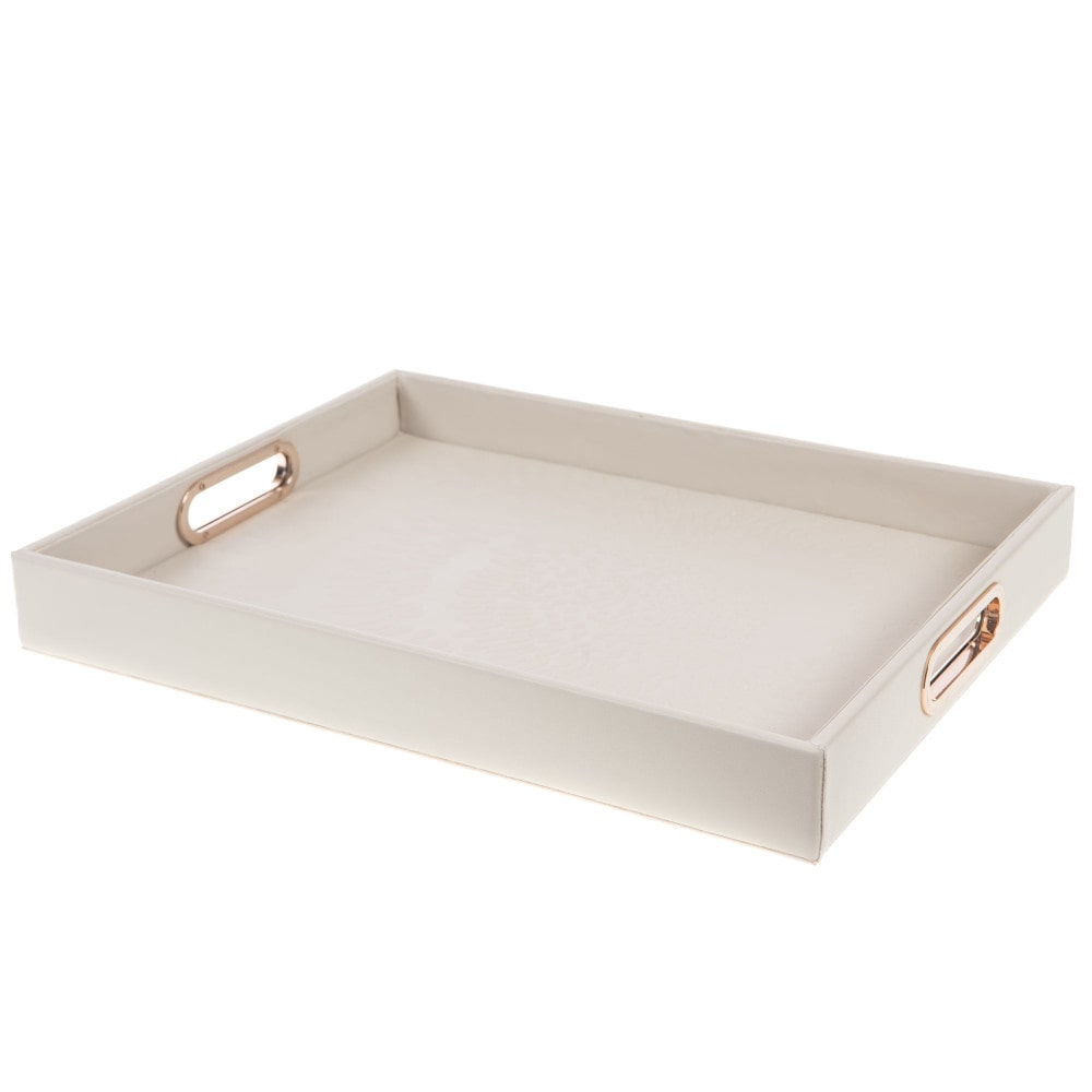 Plateau Opaline taupe 30x40 cm -  Gris Rectangulaire Tissu Amadeus 35.00x45.00 cm