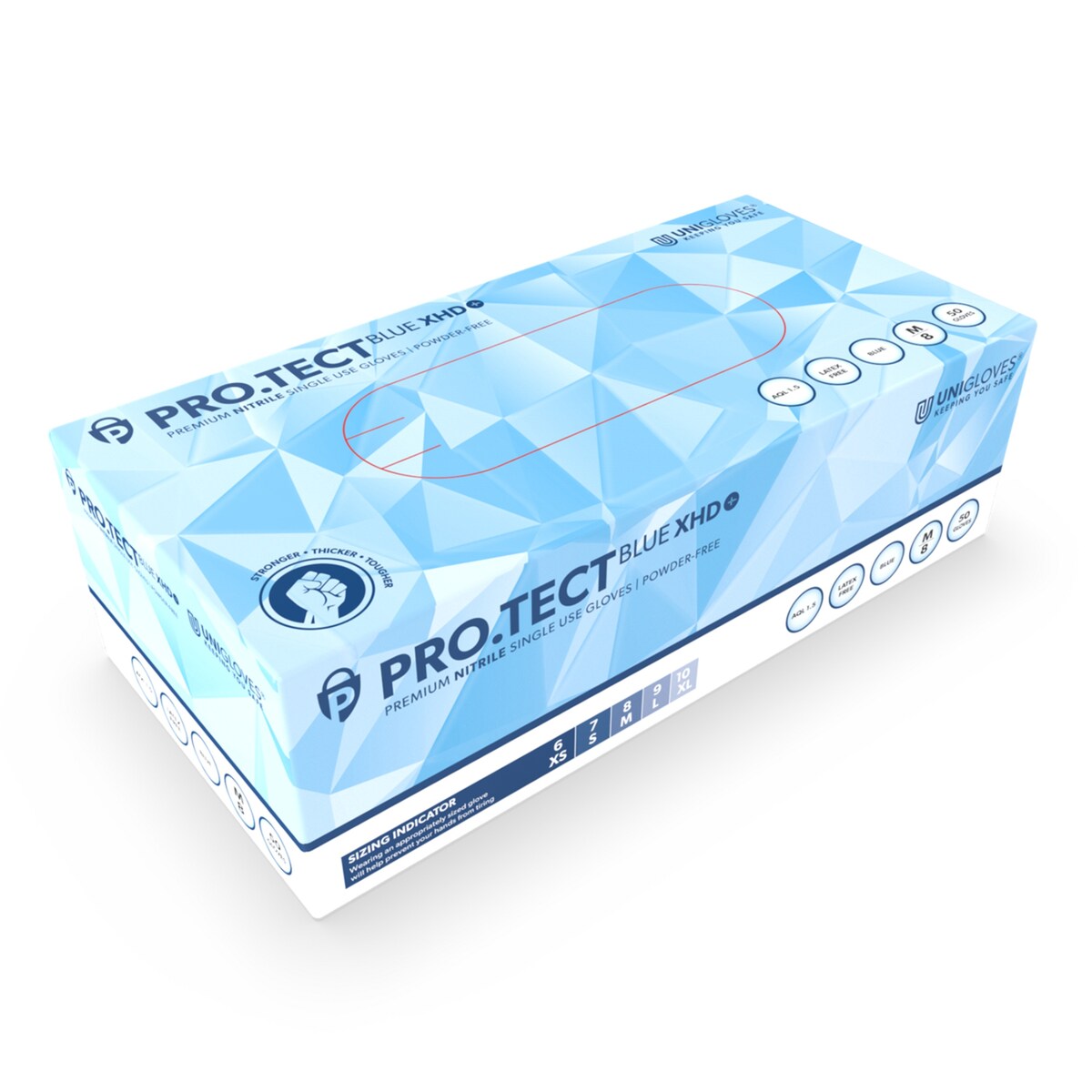 Unigloves PRO.TECT BLUE XHD+ - Gr. XL - 500 extra lange Einmalhandschuhe