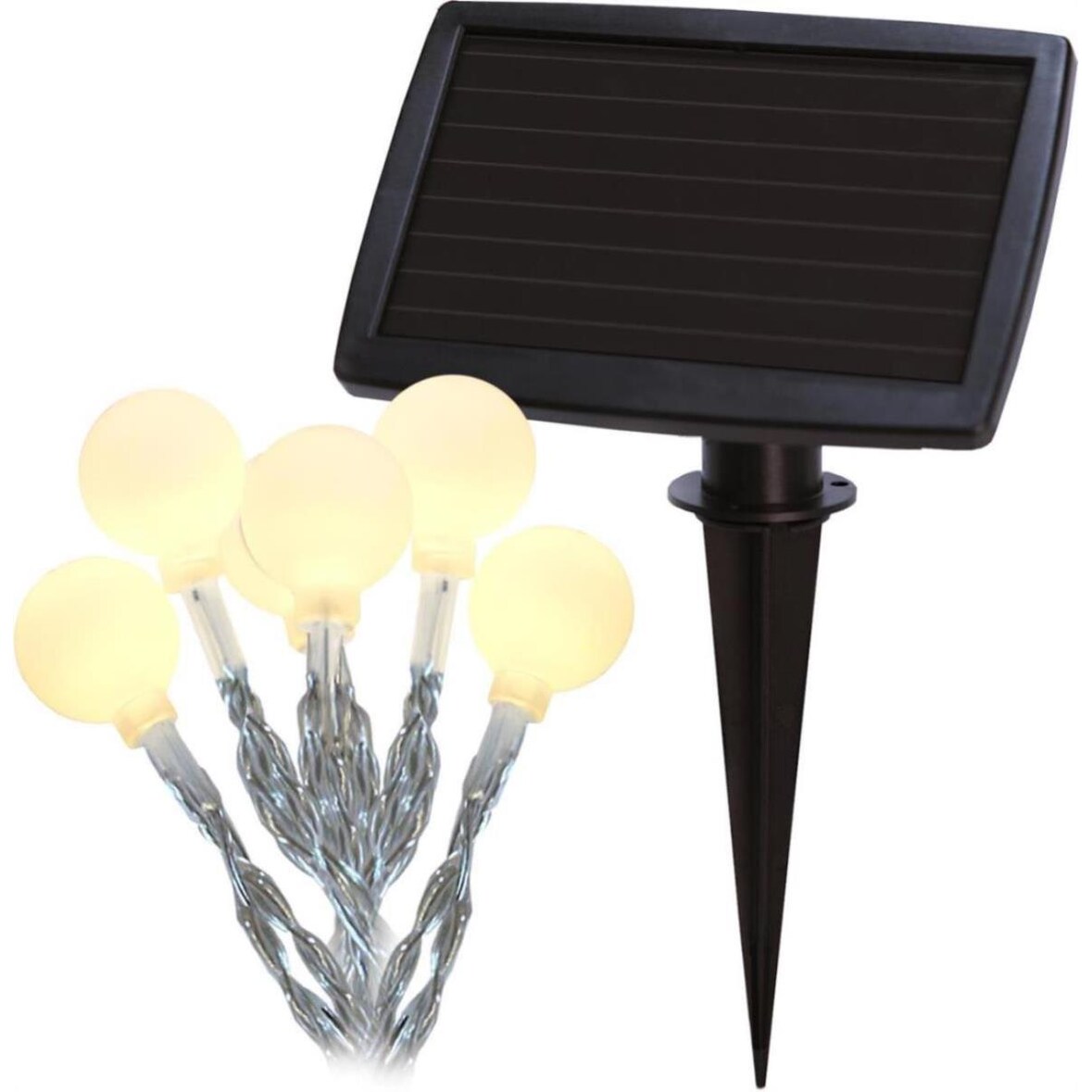 LED Solar Lchterkette Kugeln 20 warmweiße Mini Bälle L: 4,75m Sensor