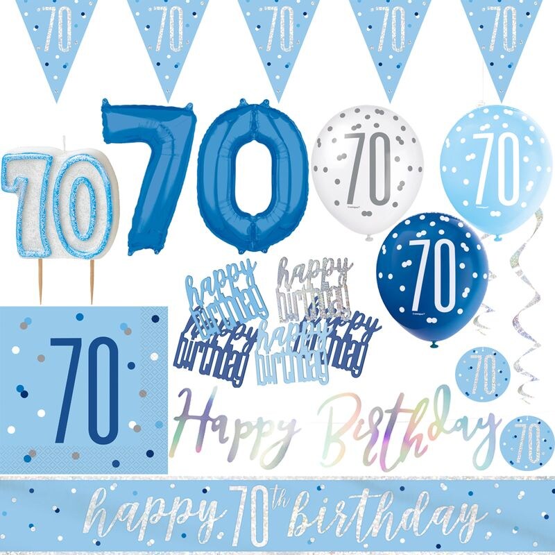70. Geburtstag Partydeko blau Mann hellblau Geburtstagsparty Artikel Set Erwachsen