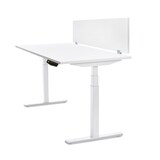 thumbnail of Mesa dupla Rocada 160x163cm regulável eletricamente em altura. Composta por dois tampos de 160x80cm de cor carvalho e estrutura branca.