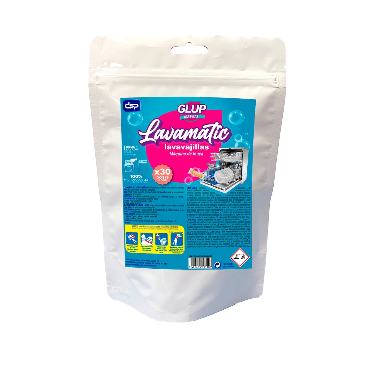 Pastillas hidrosolubles detergente lavavajillas 30 ud