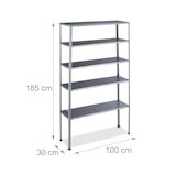 thumbnail of Relaxdays Schwerlastregal, Traglast 250 kg, 5 Ebenen, HxBxT: 185 x 100 x 30 cm, Keller & Garage, Stahl, verzinkt, silber