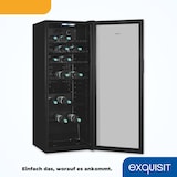 thumbnail of Exquisit Glastürkühlschrank GKS240-GT-160C schwarz | Nutzinhalt: 237 L | Türschloss | 6 Gitterablagen | Umluftventilator | Standgerät