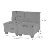 thumbnail of Modular 2-Sitzer Sofa Couch Lyon, Stoff/Textil ~ grau, ohne Armlehnen