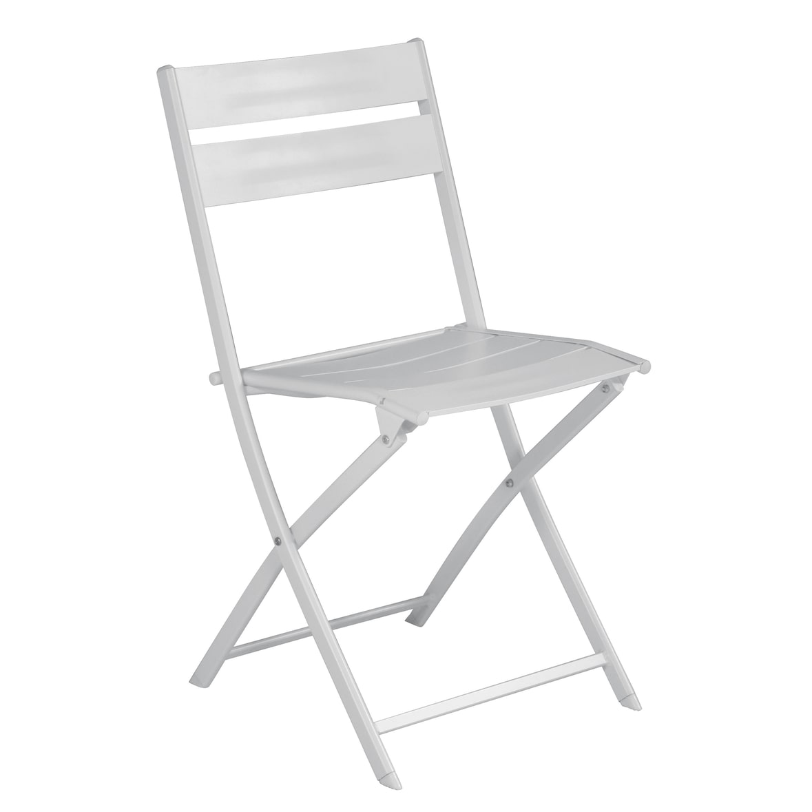 sedia in alluminio pieghevole,colore bianca. Design senza braccioli, garantendo una maggiore flessibilità di movimento.