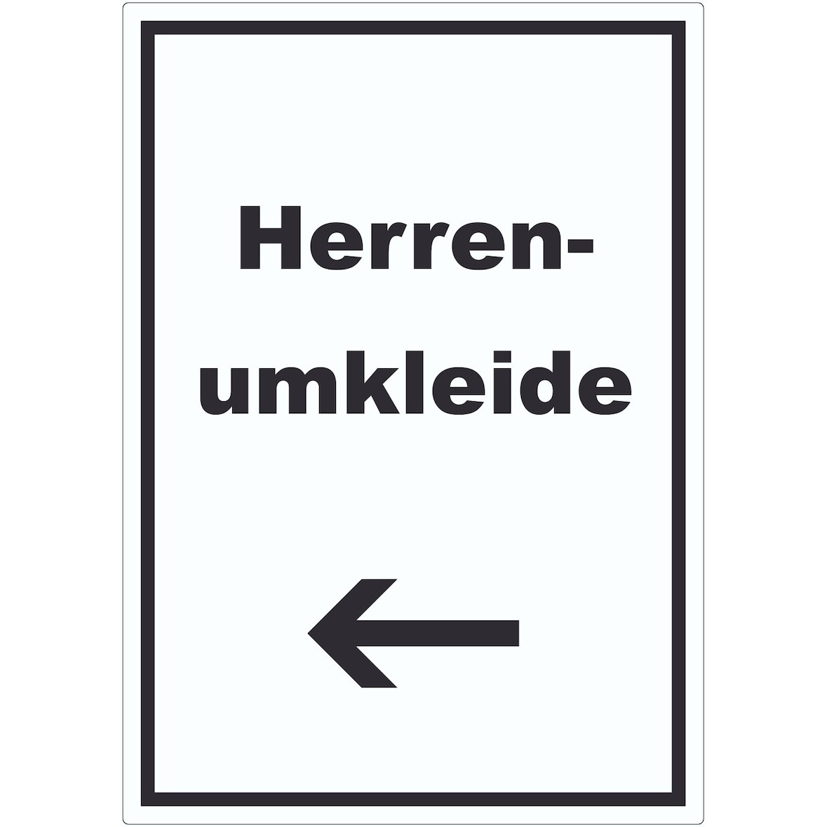 Herrenumkleide Aufkleber mit Text und Richtungspfeil links hochkant A1 (594x841mm)