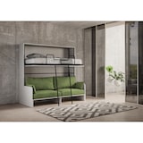 thumbnail of Cama de casal Kando com sofá e colchões em cinza branco, verde